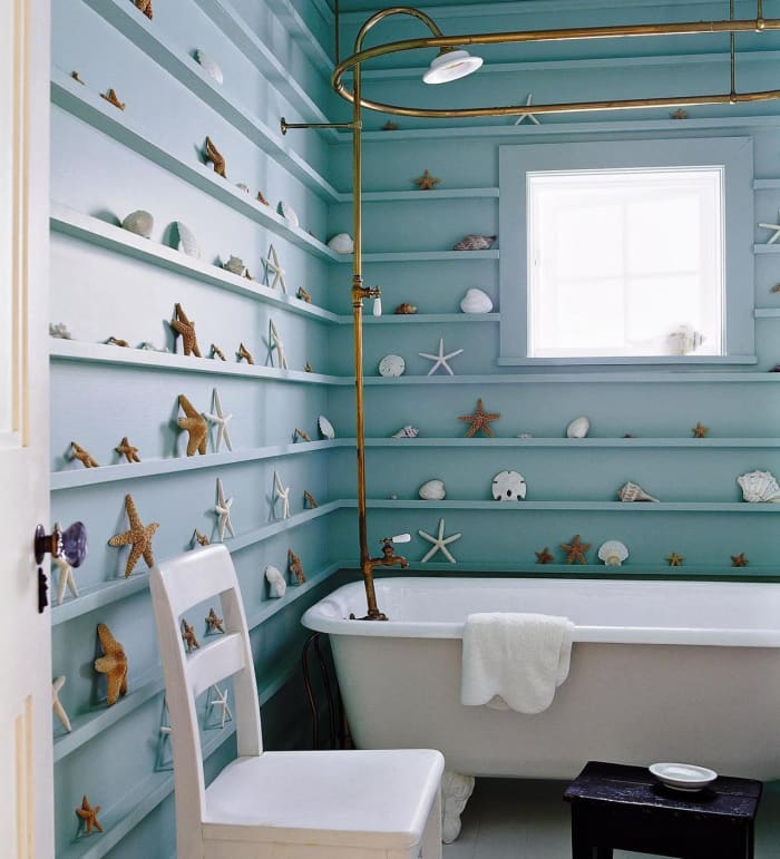 Cancer needs shelves to hide treasures. The bathroom should amp up the water and metal energy from Feng Shui.