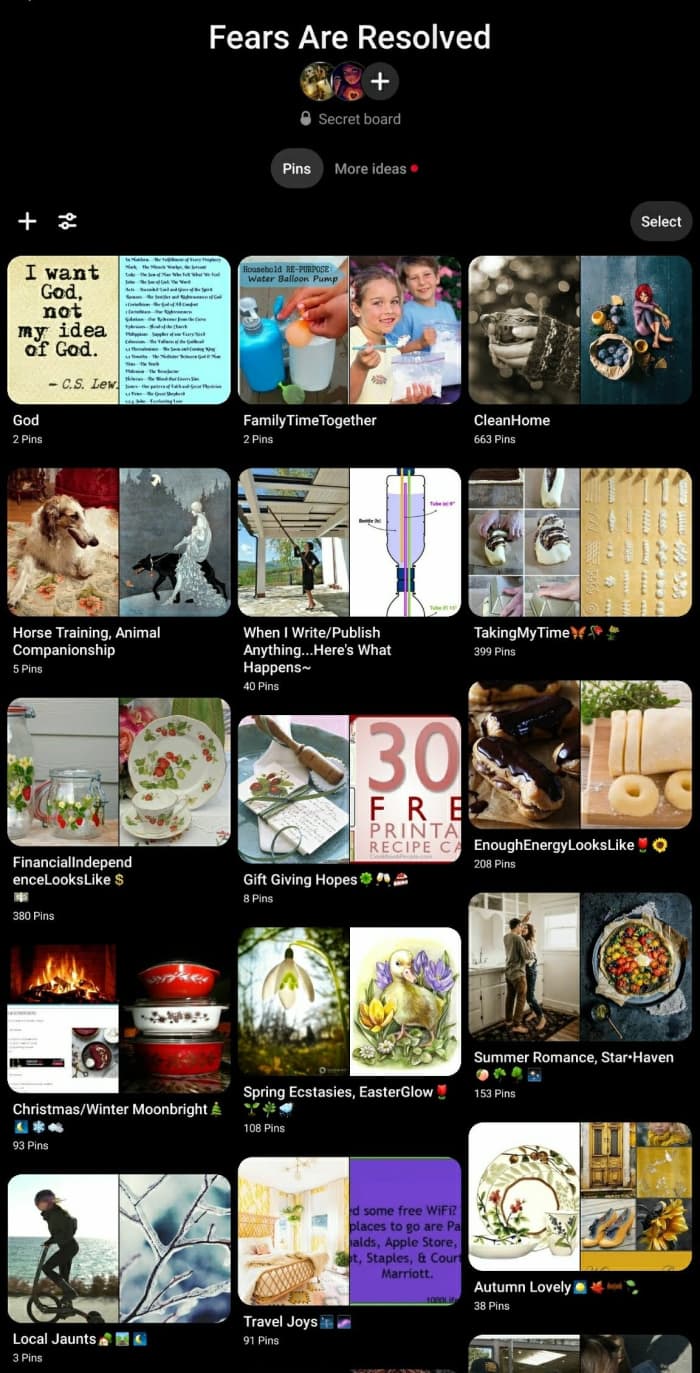 This Pinterest board represented my first serious efforts to imagine living a life without having fear in control. Mostly simple ideas?--yes--yet simplification is a principle of change and growth.