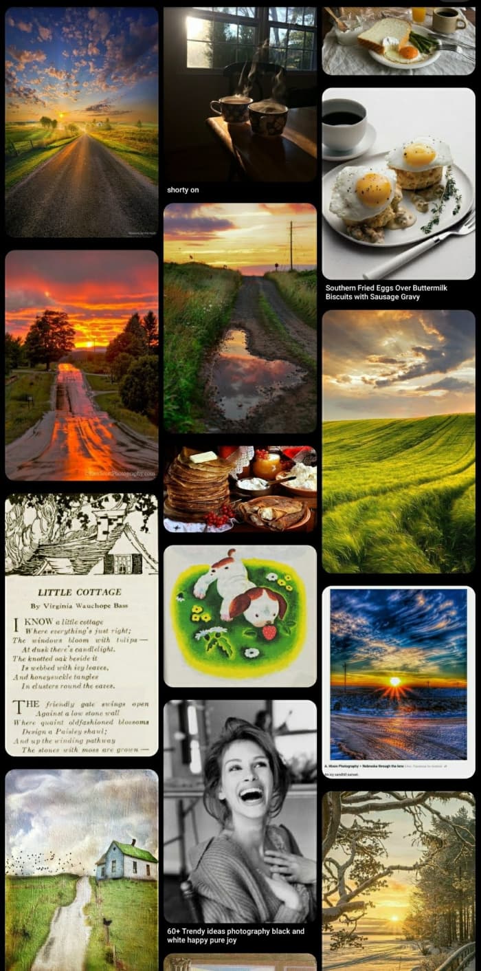 Early mornings in our household have often been tense, angry, loud, and hopeless, so I feel I have no reason except eating to leave my room. With these images I explain to myself what a joyful, "uncrooked" morning feels like.