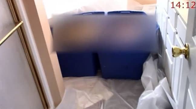 Officers discovered the dismembered corpses of Joel and Lisa Guy in an upstairs bathroom in 45-gallon blue containers.