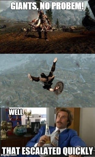 Skyrim 101: Unless your armor rating is off the yahooza, you have mastered Destruction Magic, or you're a Silent Archer, don't mess with Giants.