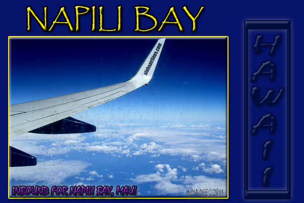 Looking past the tip of our Aloha Air jet wing, the beautiful blue ocean running up to the Hawaiian islands was as blue and as inviting as I had always imagined!