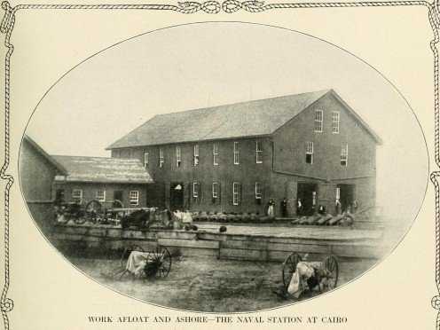 Naval Station at Mound City where the unlucky Carondelet was repaired after injuries at Fort Donelson. The force of shipwrights, carpenters, mechanics, and engineers kept at work, often day and night until repaired.