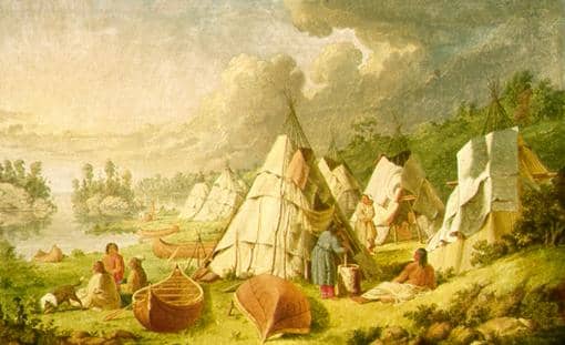 Indian encampment on Lake Huron by artist Paul Kane (1810–71)