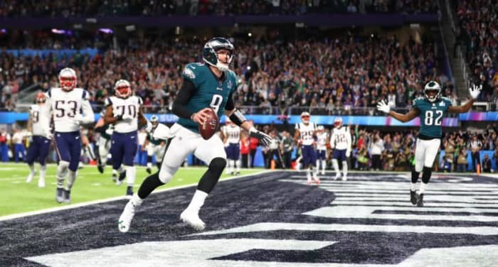 In Super Bowl 52 the Eagles threw a touchdown to QB Nick Foles to complete the Philly Special.