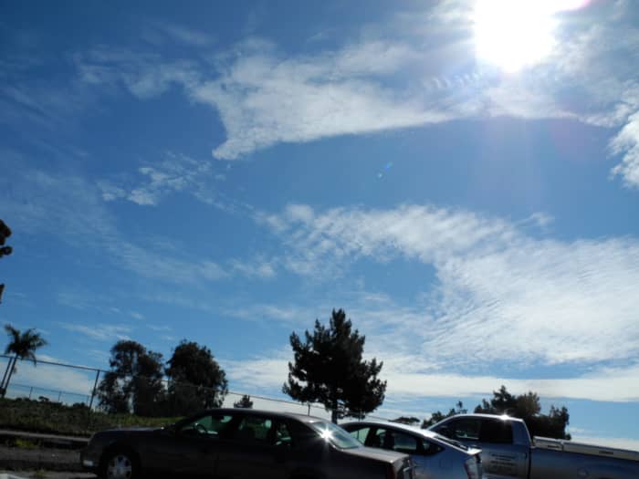 In the parking lot of the Balboa Golf Course. Notice the clouds with the Baking Soda Consistency, exactly like Las Vegas where I filmed the Chemtrail progress.