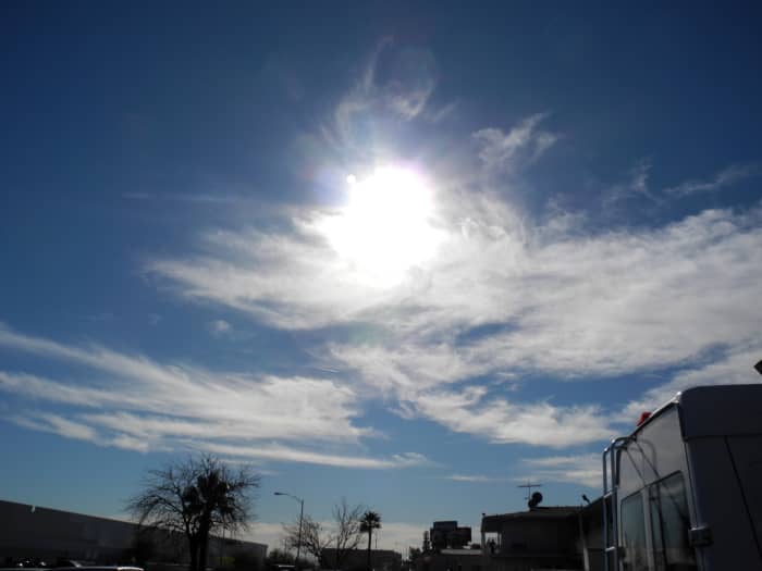 Another possible pattern, if the winds are directing the clouds in this manner. Notice how these clouds are showing a consistency similar to Baking Soda. These are NOT Clouds.