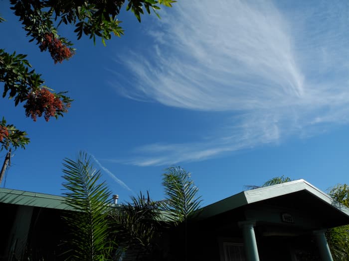 Merry Christmas AND Happy New Year! Neighborhood COVERED in Chemtrail residue. This is what they call a Sylph Cloud which breaks away and forms a random Chemical Cloud that lingers above houses.