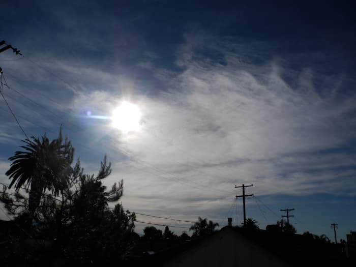 San Diego, Kensington/Normal Heights area. Mid January. Clouds with milky Consistency with HAARP Activity.