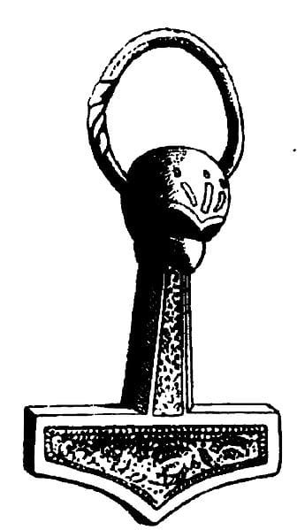 Sketch of a Hammer found in the 19th Century in Denmark. Thought to date from the early 11th Century.