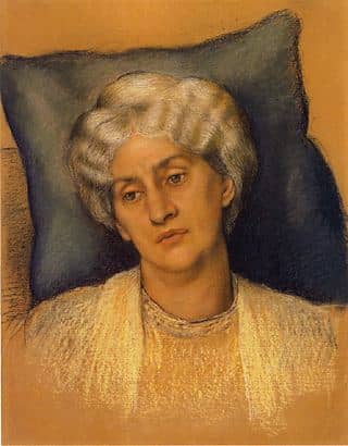 Portrait of an aging Jane Burden Morris, the wife of William Morris, by Evelyn de Morgan (1904)