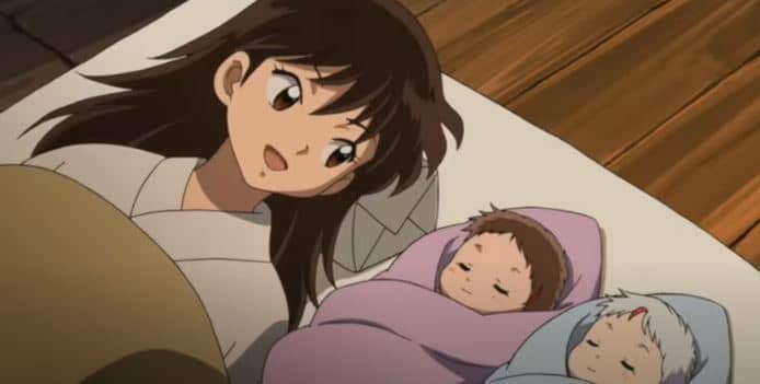 12 year old Rin in episode 15 of Yashahime in a role better suited to someone aged 18 or older, next to newborn Setsuna and Towa.