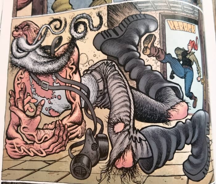 Matt Lesniewski's art is jarring at first, but the exaggerated style fits the story perfectly.