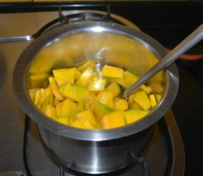 Add it to a vessel. Add water and some salt. Heat it.