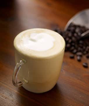 Here's an example of a dry cappuccino. The line of separation at the bottom shows where the foam ends and the milk begins.