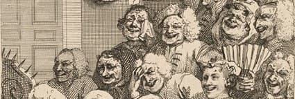 The Laughing Audience by William Hogarth (1697-1764), English painter, printmaker, satirist, social critic and editorial cartoonist.