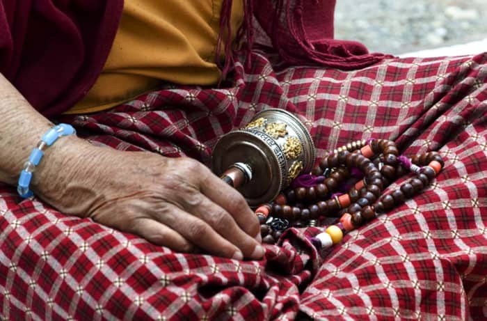 The weekend market in Thimphu is the perfect place to pick up unique Bhutanese art, including prayer wheels.