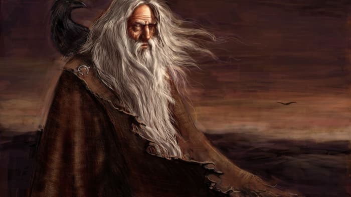 Odin the wanderer make an appearance to King Hrolf as a woodsman who gives shelter to him and his men on their way to Adhils' hall