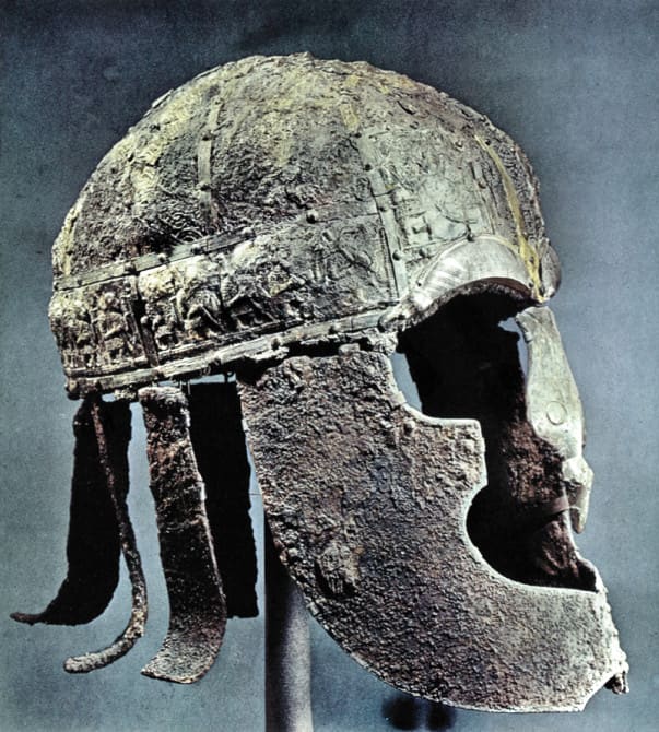 Vendel helmet unearthed from ship burials north of Uppsala in central Sweden, believed to have been linked to the 6th Century Yngling dynasty - forebears of King Hrolf's enemy King Adhils