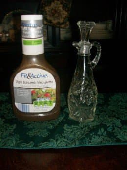 I have used a very good balsamic vinaigrette from Aldi, as pictured to the left. But, also, I have used my lovely vinaigrette holder--pictured--to hold my homemade vinaigrette dressing.