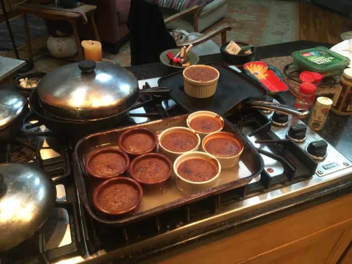 Creamy pumpkin and red bean paste pots de crème