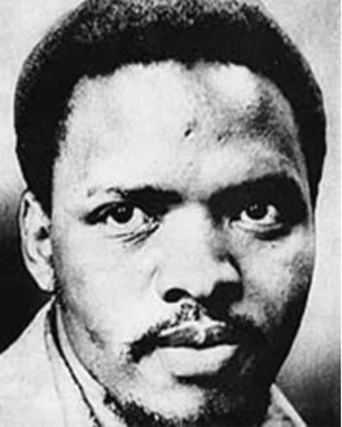 Steven Bantu Biko, was assassinated by the Apartheid security forces, naked and handcuffed both feet and his hands handcuffed to his back
