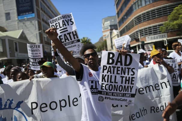 Thousands of health activists from 13 organizations march in protest against the government in Cape Town, South Africa, March 13, 2014.