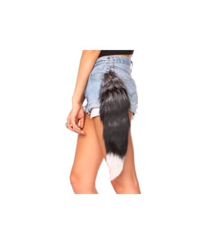 Fox Tails are now fashionable and are worn on the hip or on a purse. While the trend is becoming bigger, I still think they should be worn where a tail should traditionally be found.