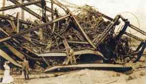 Remains of original Ferris Wheel after being destroyed