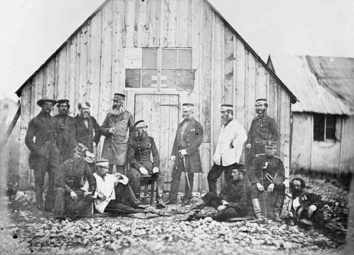 Crimean War soldiers with their winter protection.