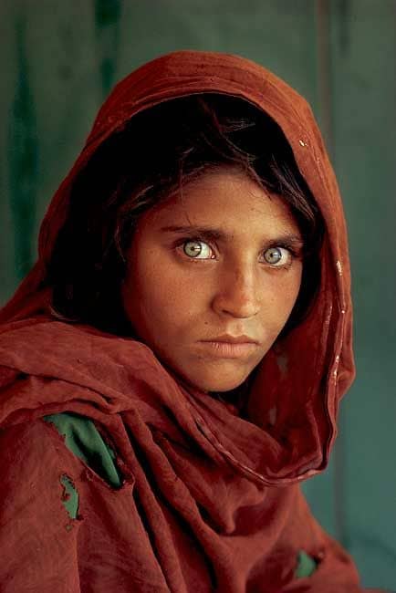 "The Afghan Girl" AKA "The Afghan Mona Lisa" by Steve McCurry first appeared on the cover of National Geographic in June, 1985. It's now one of the most recognizable photographs in the world.