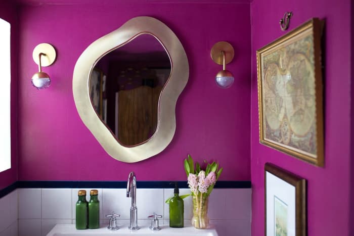 Does your bathroom need a jolt of purple? The Chinese Zodiac Dog would love a bright purple wall, silver metal, and funky designs. The Dog wants a bathroom that inspires them.