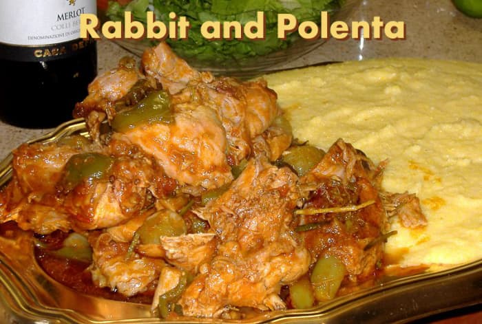 Rabbit and Polenta, typical dish of northern Italy, origins from the rural background: people used to eat what they grew themselves.