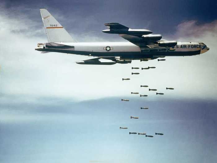 American B-52F dropping bombs on Vietnam. In the battle for South Vietnam the United States would lose over 10,000 aircraft.