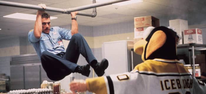 The undoubted highlight of the film is a scrap between Van Damme and the Pittsburgh Penguins mascot - something you're unlikely to find in any other film of this type.