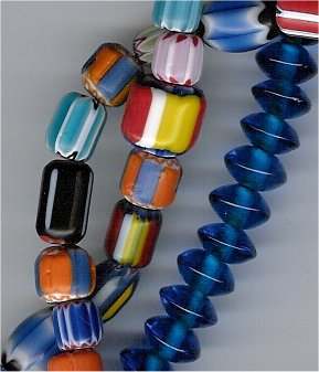 Glass beads come in a wide range of styles, shapes and colours.