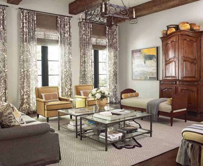 Yellow, brown, and gray make for a happy living room for the Chinese Zodiac Pig. The room should feel comfortable and inviting. Spice it up with silver and gold.