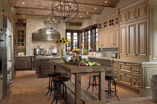 A country style kitchen would be appropriate for the Chinese Zodiac Pig. One of the animal's lucky colors is brown. They also like a mix of metal and wood.