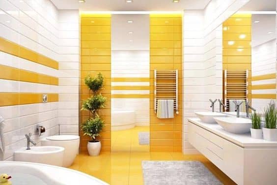 The Pig bathroom would look nice in hues of yellow. Add some plants. Look for opportunities to add wood and metal elements.