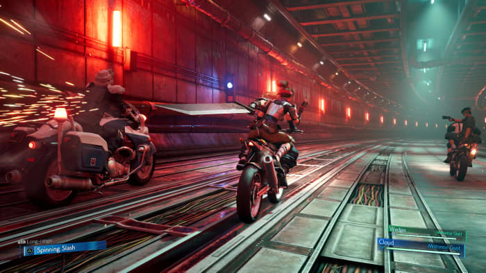 Chapter 4 began with an additional motorcycle driving minigame alongside Avalanche members Jesse, Biggs, and Wedge.