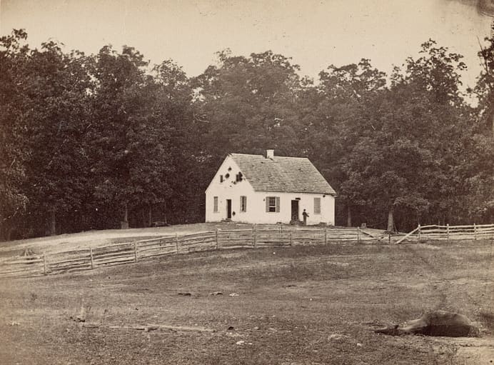 Figure 1.-- Dunkard Church with The West Woods in the Backgrounds, Antietam National Battlefied, c. 1862