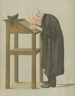 Caricature of Dr. Spooner by Leslie Ward (pseudonym, "Spy"), published in the magazine Vanity Fair (no. 711) on April 21, 1898, as "Men of the Day."