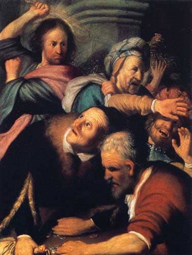 People seem to forget that He had a scourge in His hand and He did not treat them kindly.