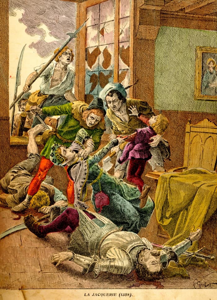 Probably the most famous French peasant revolt other than the French Revolution, the Jacquerie, in the middle of the Hundred Years War, saw French peasants rise up against their feudal lords