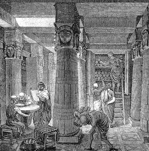 Artistic Rendering of the Library of Alexandria, based on some archaeological evidence.