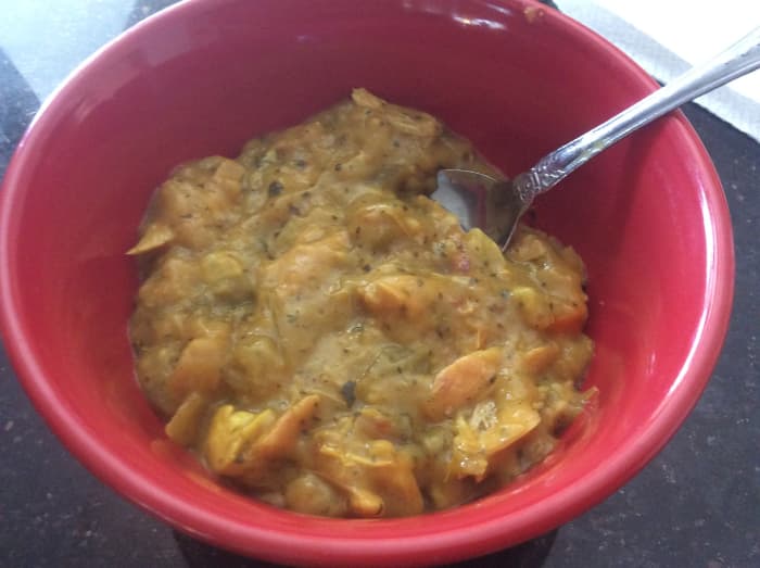 The chunky pieces of chicken cook thoroughly as they absorb the herbs and vegetables in this homemade soup that helps you feel better during symptoms of covid or flu.