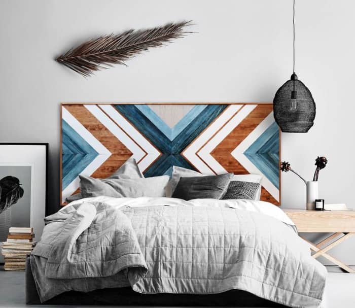 Strong wild pine wood is used to create this unique wooden headboard. They are cut, sanded, painted and dyed by hand.