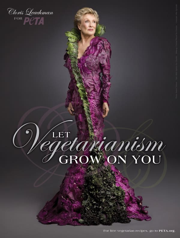 In todays world clothing is made from even edible materials.In this picture 'Cloris Leachman' is attired in a cabbage dress