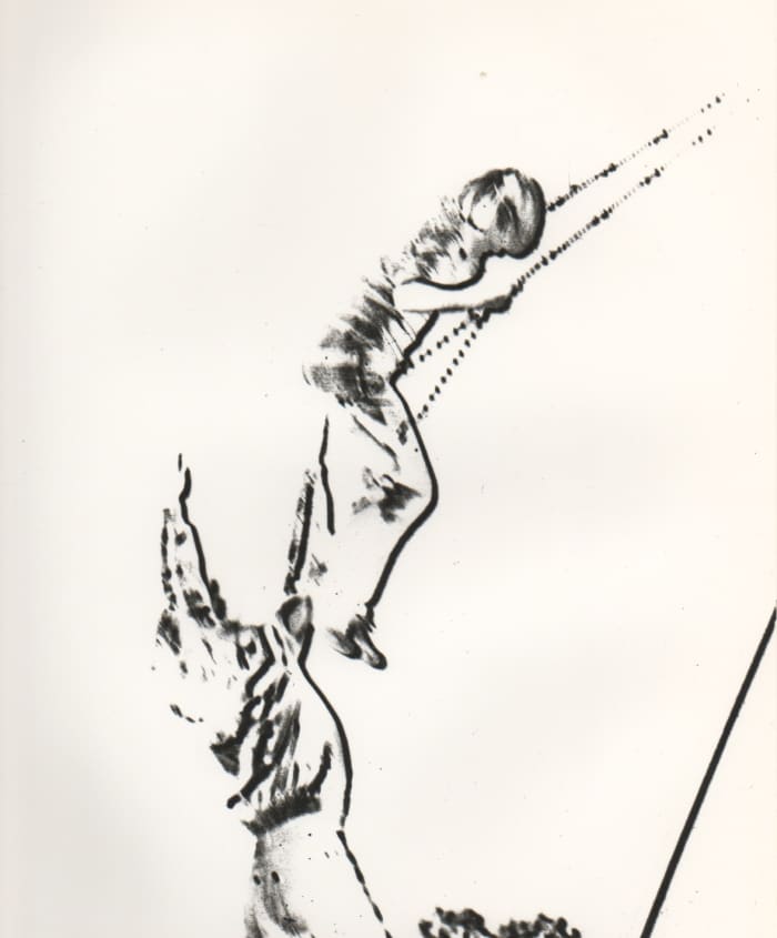 Negative of me on a swing, with someone pushing me - you fill in the gaps!