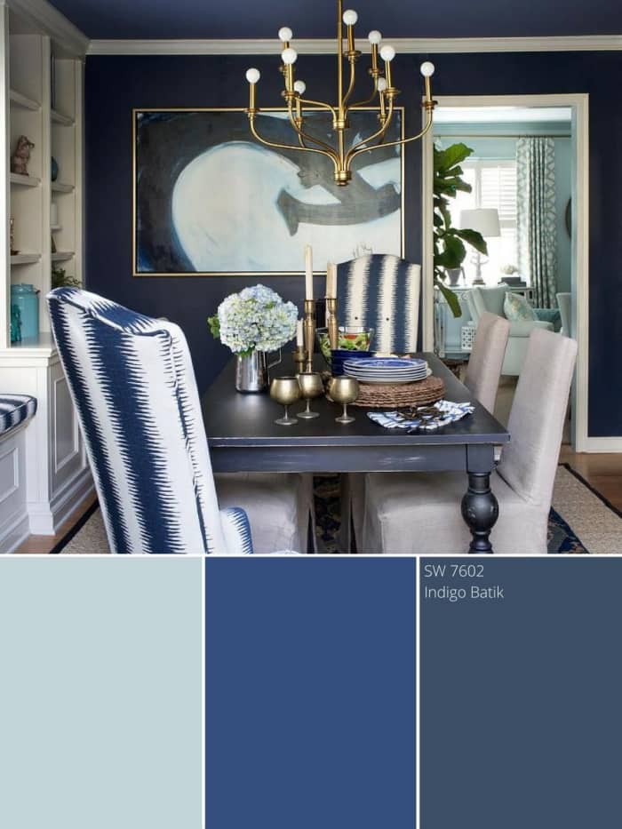 There's a several new blue in the wall dining room and it's indigo. This are three shades of blues the design ideas.